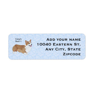 Pembroke Welsh Corgi on Blue Return Address Label