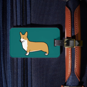 Pembroke Welsh Corgi on Teal (Colour Customisable) Luggage Tag
