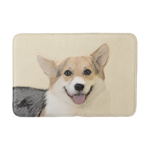Pembroke Welsh Corgi Painting - Original Dog Art Bath Mat