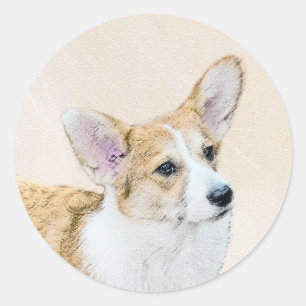 Pembroke Welsh Corgi Painting - Original Dog Art Classic Round Sticker