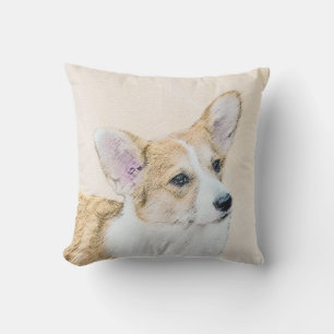 Pembroke Welsh Corgi Painting - Original Dog Art Cushion