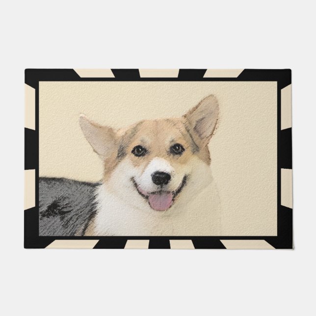 Pembroke Welsh Corgi Painting - Original Dog Art Doormat (Front)
