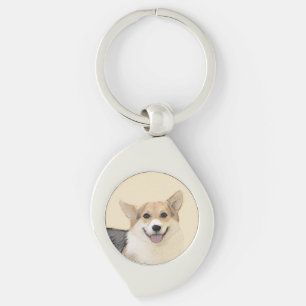 Pembroke Welsh Corgi Painting - Original Dog Art Key Ring