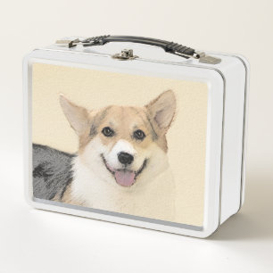 Pembroke Welsh Corgi Painting - Original Dog Art Metal Lunch Box