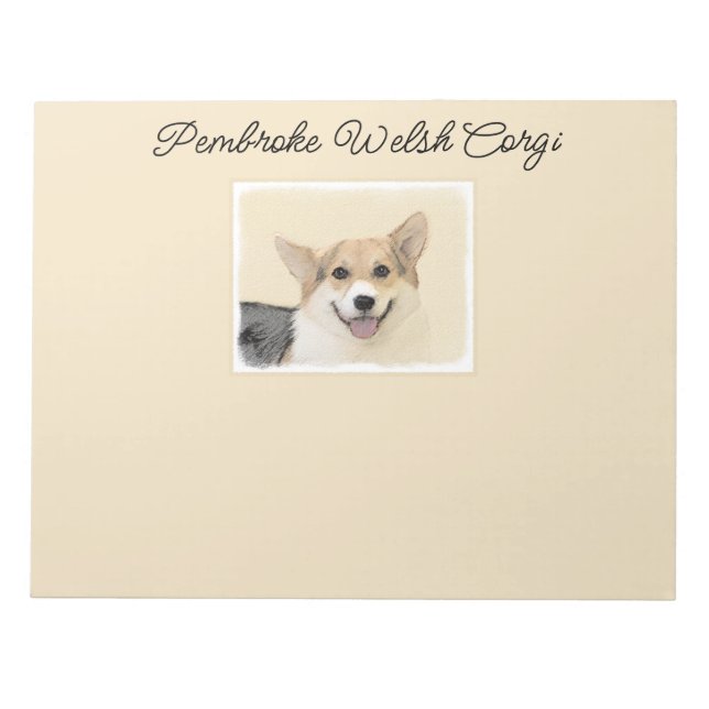 Pembroke Welsh Corgi Painting - Original Dog Art N Notepad (Front)