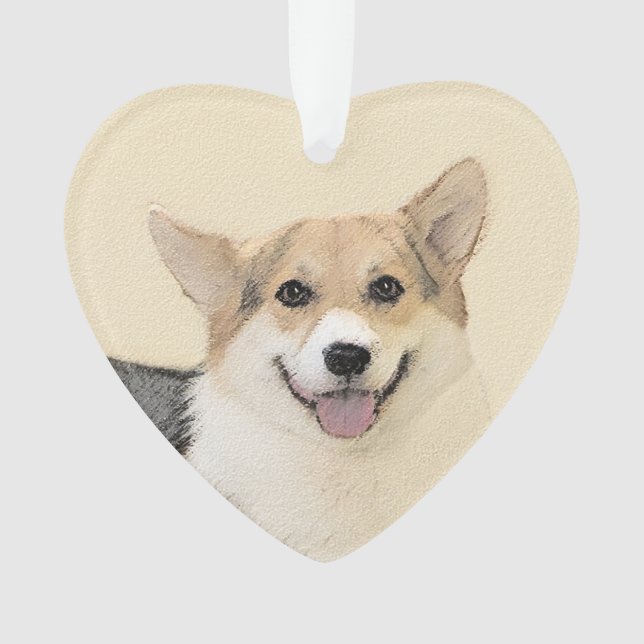 Pembroke Welsh Corgi Painting - Original Dog Art Ornament (Front)