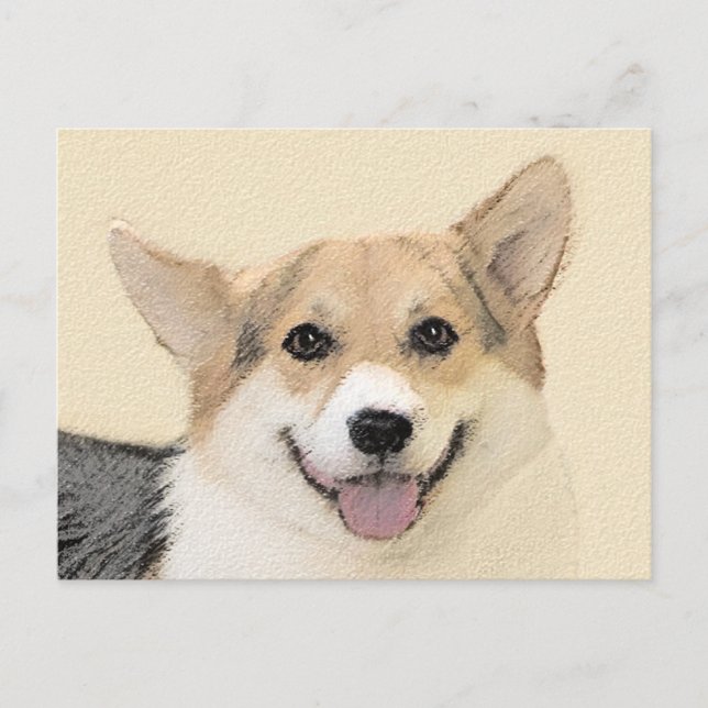 Pembroke Welsh Corgi Painting - Original Dog Art Postcard (Front)