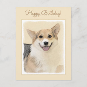 Pembroke Welsh Corgi Painting - Original Dog Art Postcard