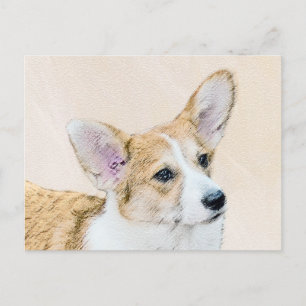 Pembroke Welsh Corgi Painting - Original Dog Art Postcard