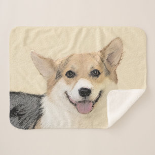 Pembroke Welsh Corgi Painting - Original Dog Art Sherpa Blanket