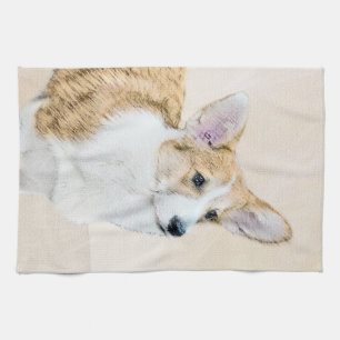 Pembroke Welsh Corgi Painting - Original Dog Art Tea Towel