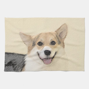 Pembroke Welsh Corgi Painting - Original Dog Art Tea Towel