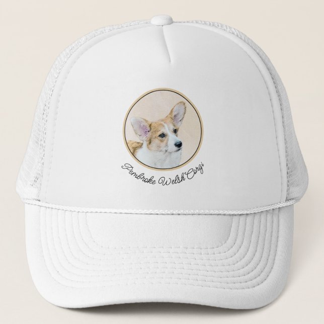 Pembroke Welsh Corgi Painting - Original Dog Art Trucker Hat (Front)