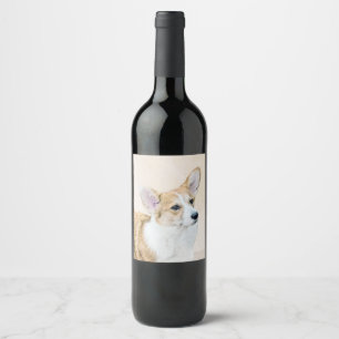 Pembroke Welsh Corgi Painting - Original Dog Art Wine Label