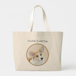 Pembroke Welsh Corgi Painting Red Original Dog Art Large Tote Bag