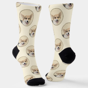 Pembroke Welsh Corgi Painting Tri-Colour Dog Art Socks