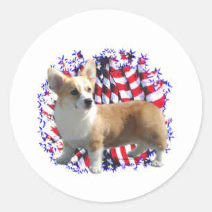Pembroke Welsh Corgi Patriot Classic Round Sticker