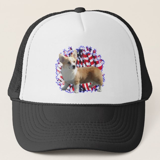 Pembroke Welsh Corgi Patriot Trucker Hat (Front)