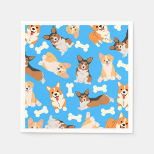 Pembroke Welsh Corgi Pattern Blue Napkin