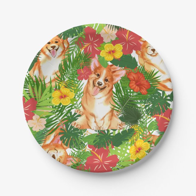 Pembroke Welsh Corgi Pattern  Paper Plate (Front)