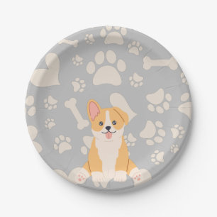 Pembroke Welsh Corgi Pattern   Paper Plate