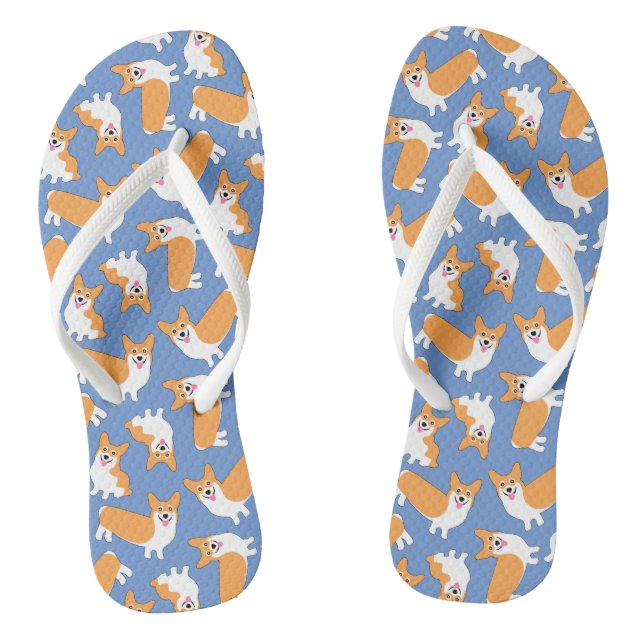 Pembroke Welsh Corgi Pattern Thongs (Footbed)