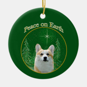 Pembroke Welsh Corgi Peace Ceramic Ornament