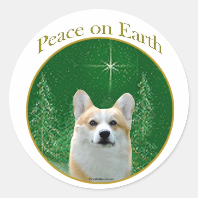 Pembroke Welsh Corgi Peace Classic Round Sticker (Front)