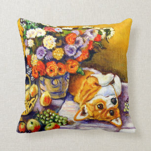 Pembroke Welsh Corgi Pillow Floral