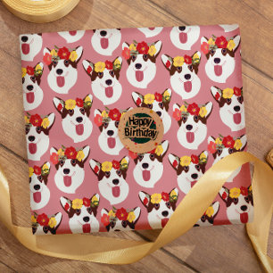 Pembroke Welsh Corgi Pink Cartoon  Wrapping Paper