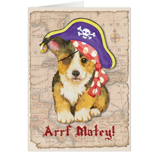 Pembroke Welsh Corgi Pirate Card (Front)