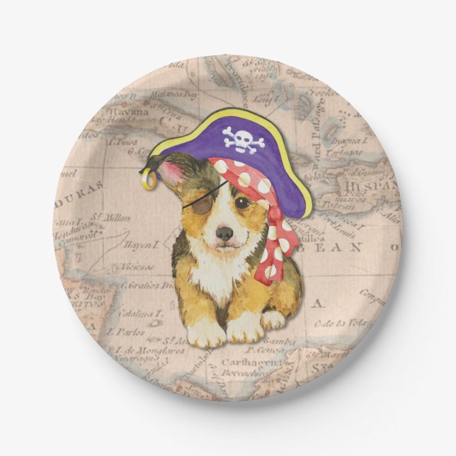 Pembroke Welsh Corgi Pirate Paper Plate (Front)