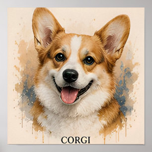Pembroke Welsh Corgi Portrait Premium Artwork Poster