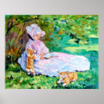 Pembroke Welsh Corgi Print Springtime<br><div class="desc">This lovely image was taken from my original painting,  which was inspired by Monet's work. two Corgi pups enjoy the company of their mistress while she reads in the shade of the trees. www.corgiart.net and petart.net</div>