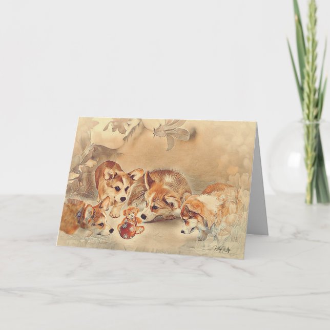 Pembroke Welsh Corgi Puppies Card (Front)