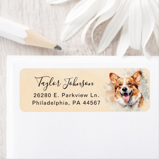 Pembroke Welsh Corgi Return Address Label (Insitu)