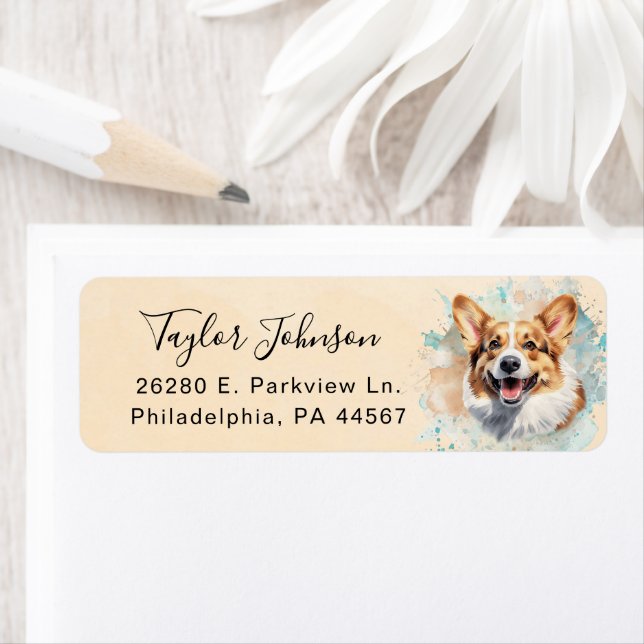 Pembroke Welsh Corgi Return Address Label (Insitu)