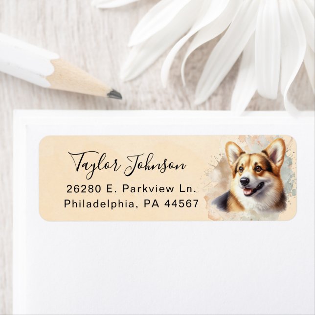 Pembroke Welsh Corgi Return Address Label (Insitu)