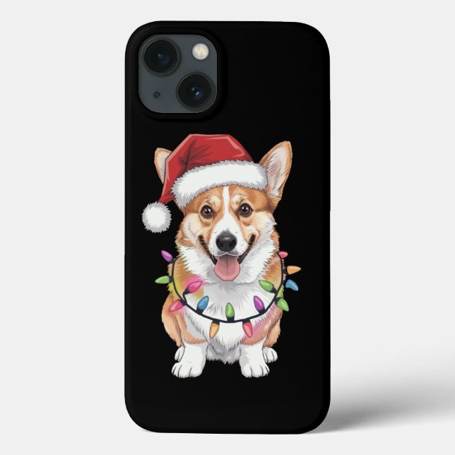 Pembroke Welsh Corgi Santa Christmas Tree Lights  Case-Mate iPhone Case (Back)