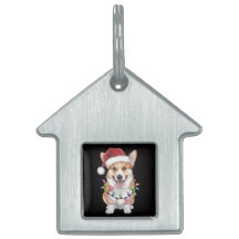 Pembroke Welsh Corgi Santa Christmas Tree Lights  Pet ID Tag