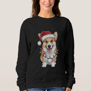 Pembroke Welsh Corgi Santa Christmas Tree Lights Sweatshirt