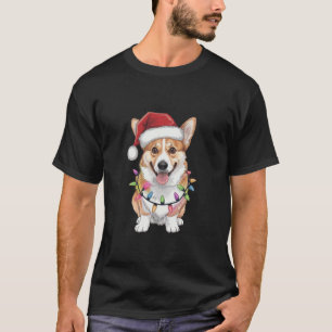 Pembroke Welsh Corgi Santa Christmas Tree Lights  T-Shirt