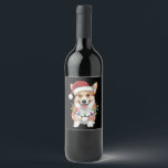 Pembroke Welsh Corgi Santa Christmas Tree Lights  Wine Label<br><div class="desc">Pembroke Welsh Corgi Santa Christmas Tree Lights Xmas</div>