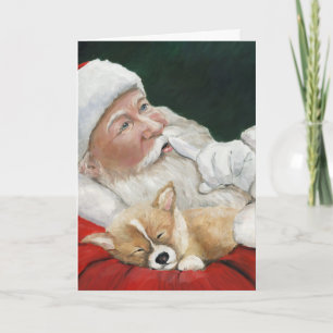 Pembroke Welsh Corgi & Santa Greeting Card