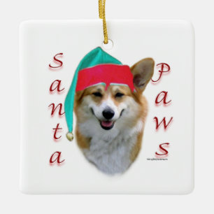 Pembroke Welsh Corgi Santa Paws Ceramic Ornament