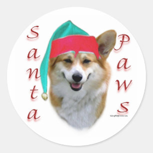 Pembroke Welsh Corgi Santa Paws Classic Round Sticker
