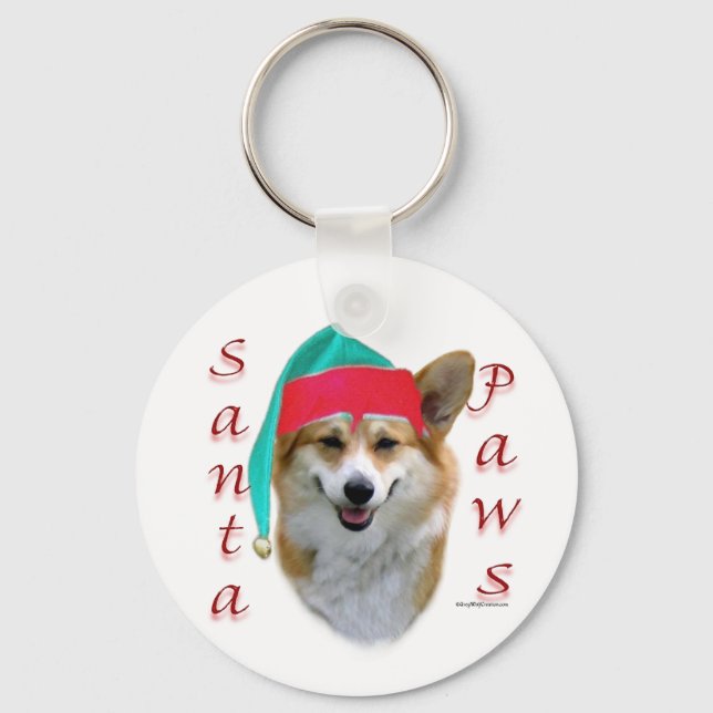 Pembroke Welsh Corgi Santa Paws Key Ring (Front)