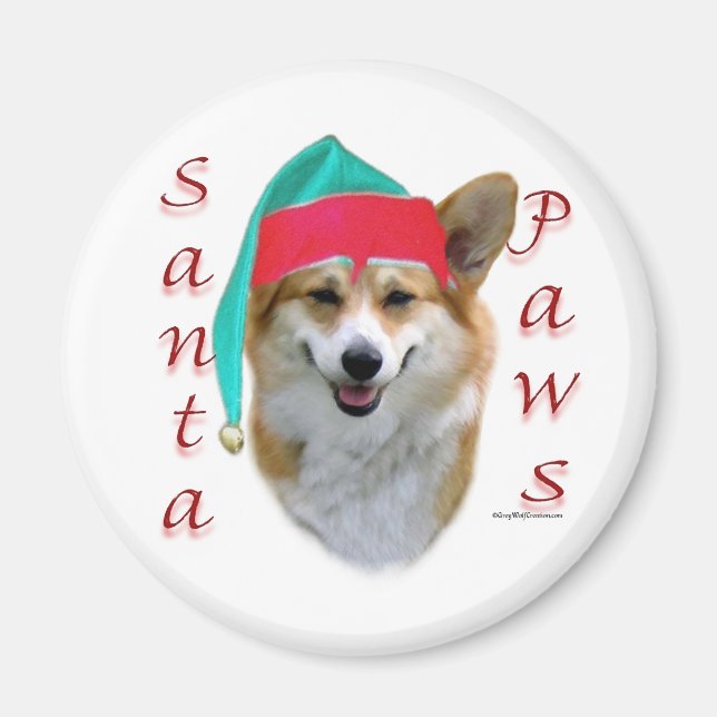 Pembroke Welsh Corgi Santa Paws Magnet (Front)