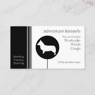 Pembroke Welsh Corgi Silhouette Modern Black White Business Card