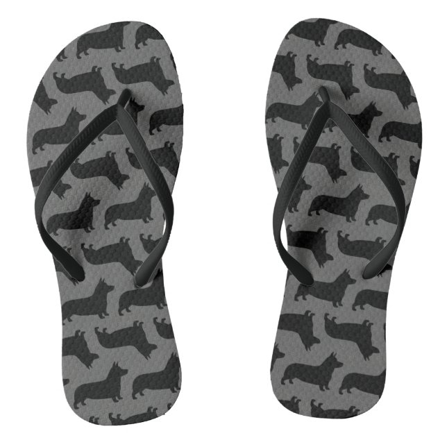 Pembroke Welsh Corgi Silhouettes Pattern Thongs (Footbed)